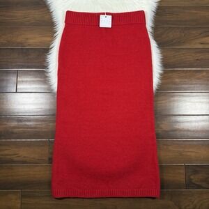 Le' AL.X Women's Size Large Ruby Red Wool‎ Mohair Blend Sweater Knit Maxi Skirt